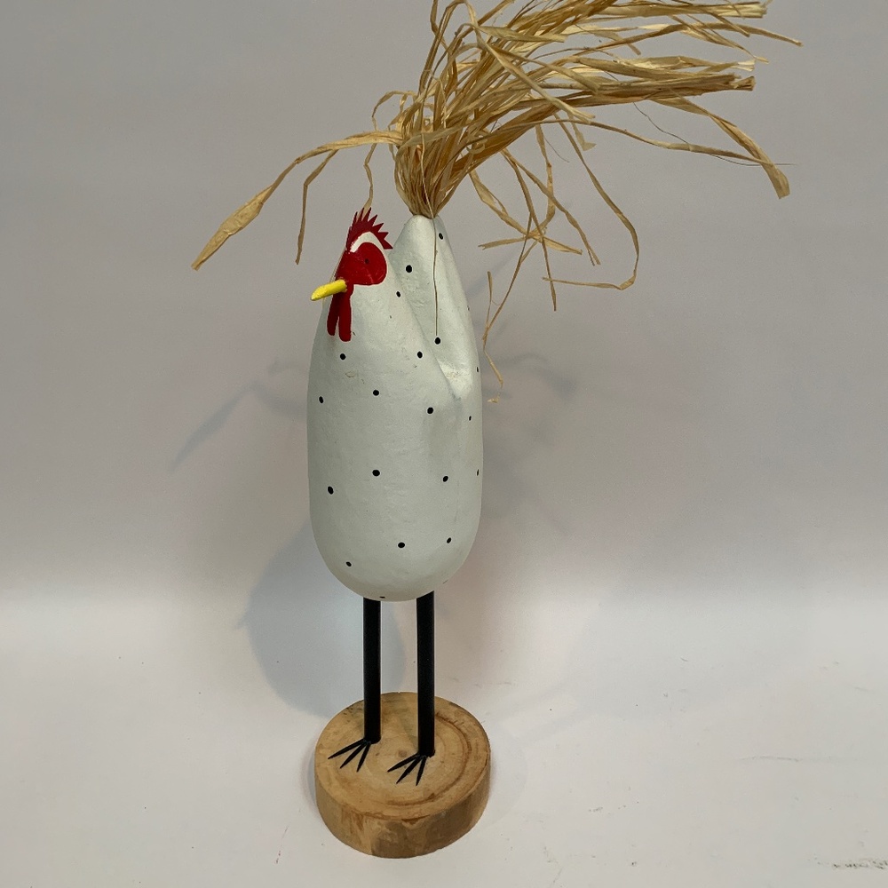 Vintage Signed 12" Edith Herbert John Painted Wood Chicken, Navajo Folk Art